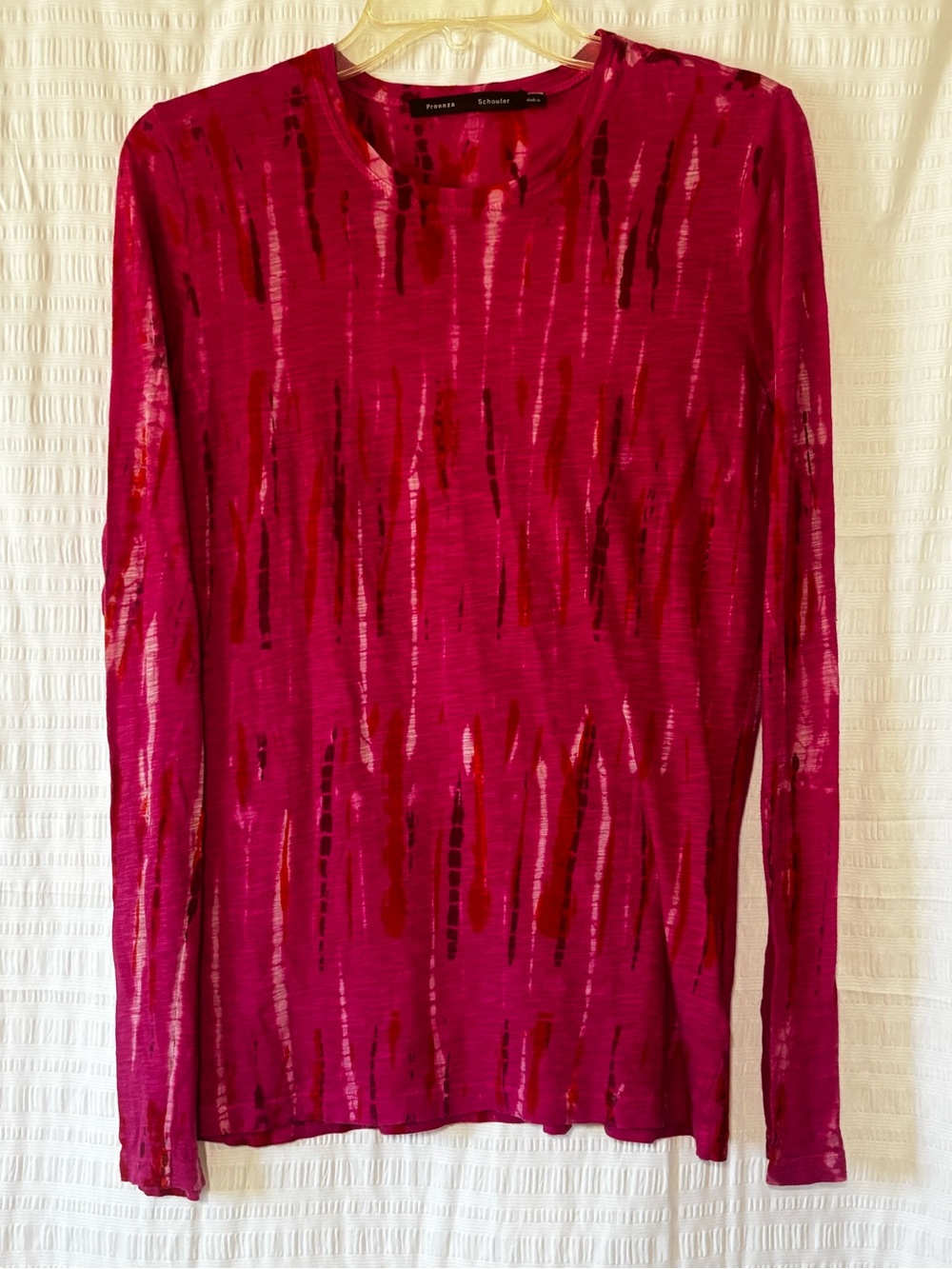 Proenza Schouler Pink Tie Dye Long Sleeve Cotton Tee Sz Medium - Picture 2 of 10